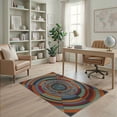 thumbnail image 1 of ODIKA 4'x6' Washable Area Rug Non-Slip, Chair-Friendly, Flatwoven Educational Motifs Cartoon Galaxy Constellation Rocket Plane Border Playful for Home Office, Under Desk, 1 of 7