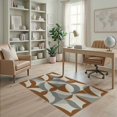 thumbnail image 1 of ODIKA 4'x6' Washable Area Rug Non-Slip, Chair-Friendly, Flatwoven Interlocking Motifs Brushstroke Minimalist Abstract Mid Refined for Home Office, Under Desk, 1 of 7