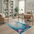 thumbnail image 1 of ODIKA 4'x6' Washable Area Rug Non-Slip, Chair-Friendly, Flatwoven Mermaid Gradient Fish Ombre Scale Starfish Seashell for Home Office, Under Desk, 1 of 7