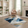 thumbnail image 1 of ODIKA 4'x6' Washable Area Rug Non-Slip, Chair-Friendly, Flatwoven Navy Grey Contemporary Ripple Flowing Wave Motifs Abstract Yellow for Home Office, Under Desk, 1 of 7