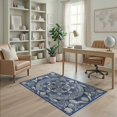 thumbnail image 1 of ODIKA 4'x6' Washable Area Rug Non-Slip, Chair-Friendly, Flatwoven Ocean Border Motif Scattered Symmetrical Animals Turtle Nautical Playful for Home Office, Under Desk, 1 of 7