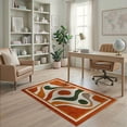 thumbnail image 1 of ODIKA 4'x6' Washable Area Rug Non-Slip, Chair-Friendly, Flatwoven Orange Burnt Retro Swirl Abstract Wavy Groovy Motifs Decorative for Home Office, Under Desk, 1 of 7