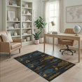 thumbnail image 1 of ODIKA 4'x6' Washable Area Rug Non-Slip, Chair-Friendly, Flatwoven Record Vinyl Retro Dj Turntable Featuring Grooves Wave Lines for Home Office, Under Desk, 1 of 7