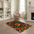 thumbnail image 1 of ODIKA 4'x6' Washable Area Rug Pet Friendly, Non-Shedding Alfombra Pixel Gamer Symmetrical Interlocking Frame Highlights for Bedroom, Reading Nook, 1 of 7
