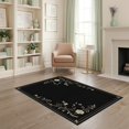 thumbnail image 1 of ODIKA 4'x6' Washable Area Rug Pet Friendly, Non-Shedding Black Beige Elegance with Floral Border Design Vintage Inspired Delicate Motifs and Dotted for Bedroom, Reading Nook, 1 of 7