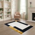thumbnail image 1 of ODIKA 4'x6' Washable Area Rug Pet Friendly, Non-Shedding Black White and Gold Abstract Design Bold Modern Brushstroke with Dynamic Shapes for Bedroom, Reading Nook, 1 of 7