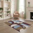thumbnail image 1 of ODIKA 4'x6' Washable Area Rug Pet Friendly, Non-Shedding Brown Blue Burgundy Geometric Art Design Abstract Shapes with Modern Retro Flair for Bedroom, Reading Nook, 1 of 7