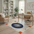 thumbnail image 1 of ODIKA 4'x6' Washable Area Rug Pet Friendly, Non-Shedding Entrance Abstract Inspired Radiating Ring Circle Round Circular for Bedroom, Reading Nook, 1 of 7