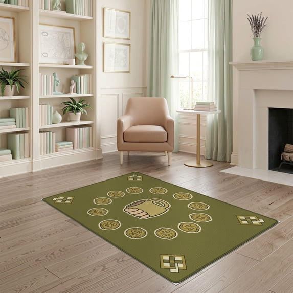 ODIKA 4'x6' Washable Area Rug Pet Friendly, Non-Shedding Graphic Men Cartoon Is Mug Retro Motifs Aesthetic Tufted Chrome Flowing Dynamic for Bedroom, Reading Nook