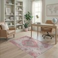 thumbnail image 1 of ODIKA 4'x6' Washable Area Rug Pet Friendly, Non-Shedding Mauve Dusty Vintage Botanical Distressed Boho Panels Scroll Border for Bedroom, Reading Nook, 1 of 7