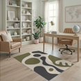 thumbnail image 1 of ODIKA 4'x6' Washable Area Rug Pet Friendly, Non-Shedding Olive and Charcoal Abstract Waves Modern Flowing Shapes Design for Bedroom, Reading Nook, 1 of 7