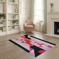 thumbnail image 1 of ODIKA 4'x6' Washable Area Rug Pet Friendly, Non-Shedding Pink Geometric Abstract Mosaic Contemporary Triangular Motif for Bedroom, Reading Nook, 1 of 7