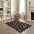 thumbnail image 1 of ODIKA 4'x6' Washable Area Rug Pet Friendly, Non-Shedding Throw Geometric Tan Wave Bordered Covering Grey Beige Bathroom for Bedroom, Reading Nook, 1 of 7