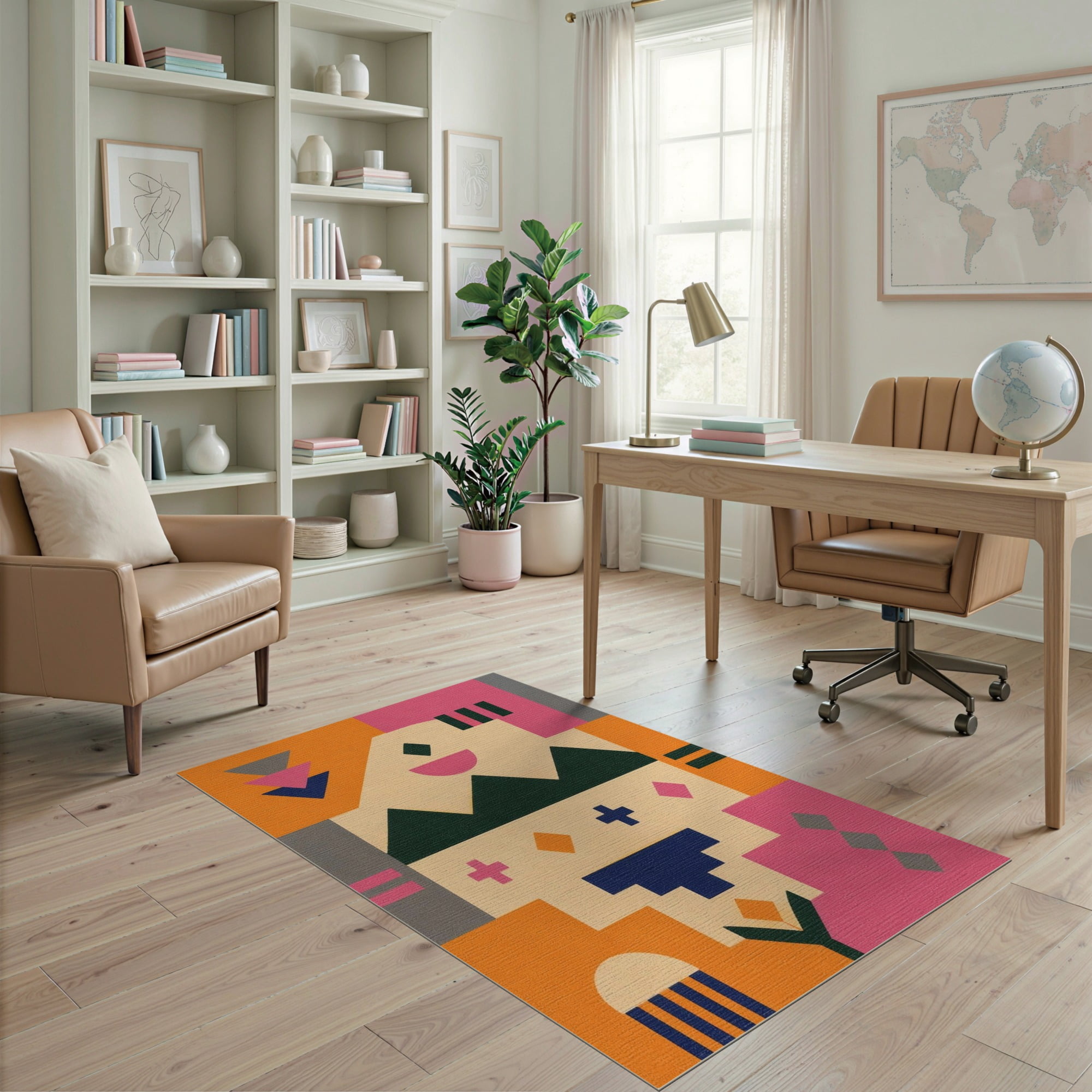 Signage Rug ODIKA 4'x6' Washable Area Rug Pet Friendly, Non-Shedding Vibrant ...