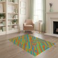 thumbnail image 1 of ODIKA 4'x6' Washable Area Rug Retro Abstract Geometric Prism Bold Vibrant Mid Century Striped Playful for Dorm Room, Small Living Stain Resistant Low Profile, Easy Care, 1 of 7