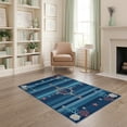 thumbnail image 1 of ODIKA 4'x6' Washable Area Rug Seascape Ocean Starfish Coral Emblems Marine Seashell Striped Flowing Dynamic for Home Office, Under Desk, Non-Slip Chair-Friendly, Flatwoven, 1 of 7
