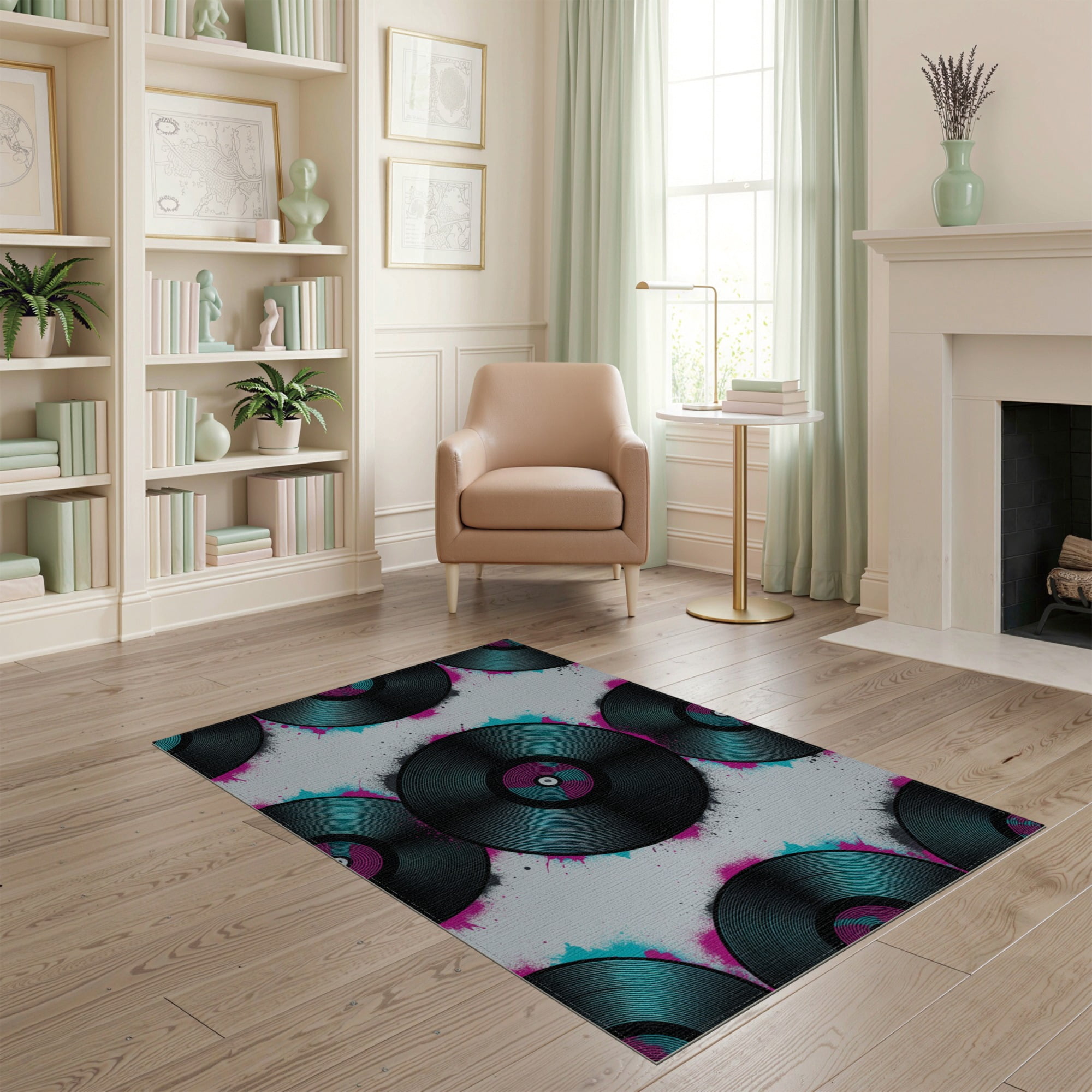 ODIKA 4'x6' Washable Area Rug Stain Resistant, Low Pile, Easy Care