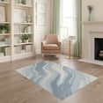thumbnail image 1 of ODIKA 4'x6' Washable Area Rug Stain Resistant, Low Pile, Easy Care Large Dusty Grey Slate Ivory Sweeping Motif Balanced Abstract for Dorm Room, Small Living, 1 of 7