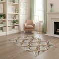 thumbnail image 1 of ODIKA 4'x6' Washable Area Rug Stain Resistant, Low Pile, Easy Care Minimalist Motif Curved Wave Large Brushstroke Abstract Beige Neutral Playful for Dorm Room, Small Living, 1 of 7