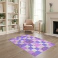 thumbnail image 1 of ODIKA 4'x6' Washable Area Rug Stain Resistant, Low Pile, Easy Care Purple Gingham Boho Charm Bold Checkerboard Grid Pink Checkered Refined for Dorm Room, Small Living, 1 of 7