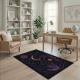 thumbnail image 1 of ODIKA 4'x6' Washable Area Rug Stain Resistant, Low Pile, Easy Care Purple Gold Celestial Waves and Floral Motifs Elegant Cosmic Design with Swirling Stars for Dorm Room, Small Living, 1 of 7