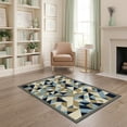 thumbnail image 1 of ODIKA 4'x6' Washable Area Rug Stain Resistant, Low Pile, Easy Care Pvc Geometric Bottom Contrasting Tonal Blocks Repeating Motif for Dorm Room, Small Living, 1 of 7