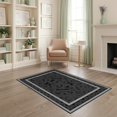 thumbnail image 1 of ODIKA 4'x6' Washable Area Rug Stain Resistant, Low Pile, Easy Care Snake Monochrome Centered Symmetry Balanced Geometric Serpent for Dorm Room, Small Living, 1 of 7