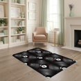 thumbnail image 1 of ODIKA 4'x6' Washable Area Rug Stain Resistant, Low Pile, Easy Care Vinyl Record Disc Eight Grunge Round Movie Blanket Music Note Refined Structured for Dorm Room, Small Living, 1 of 7