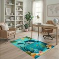 thumbnail image 1 of ODIKA 4'x6' Washable Area Rug Stain Resistant, Low Pile, Easy Care Whale Sea Turtle Cartoon Ocean Animal Tropical Island Voyage for Dorm Room, Small Living, 1 of 7