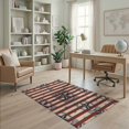 thumbnail image 1 of ODIKA 4'x6' Washable Area Rug Striped Farmhouse Border Patriotic Welcome July Independence Door Playful for Home Office, Under Desk, Non-Slip Chair-Friendly, Flatwoven, 1 of 7