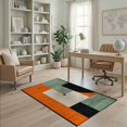 thumbnail image 1 of ODIKA 4'x6' Washable Area Rug Vinyl Record Minimalist Music Disc Bold Tone Block Retro Concentric for Home Office, Under Desk, Non-Slip Chair-Friendly, Flatwoven, 1 of 7