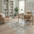 thumbnail image 1 of ODIKA 4'x6' Washable Area Rug Wave Interlocking Mosaic Beige Neutral Abstract Geometric Refined Structured for Home Office, Under Desk, Non-Slip Chair-Friendly, Flatwoven, 1 of 7