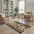 thumbnail image 1 of ODIKA 4'x6' Washable Area Rug Witchy Moth Boho Aesthetic Mystical Symmetrical Stripes Border for Dorm Room, Small Living Stain Resistant Low Profile, Easy Care, 1 of 7