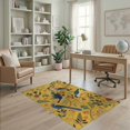thumbnail image 1 of ODIKA 4'x6' Yellow Vibrant Avian Paradise Garden Washable Area Rug Elegant Floral and Bird Motifs with Lush Foliage for Dorm Room, Small Living Stain Resistant Low Profile, Easy Care, 1 of 7