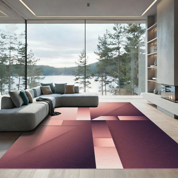 ODIKA 4'x6' Machine Washable Non-Slip Area Rug, Abstract Blush Pink High Traffic Rug, Pink, 1265357