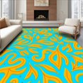 thumbnail image 1 of ODIKA 4'x6' Machine Washable Non-Slip Area Rug, Abstract Botanical Motifs with and Citrine Interlocking Swirls High Traffic Rug with Pad, Blue, 473952, 1 of 8