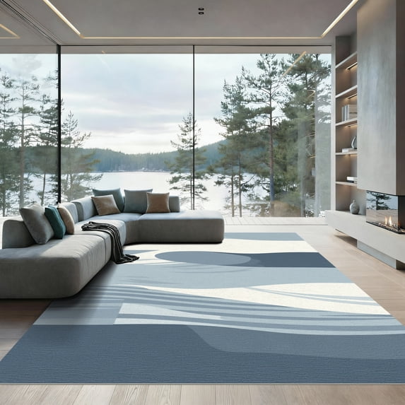 ODIKA 4'x6' Machine Washable Non-Slip Area Rug, Abstract Gray High Traffic Rug with Pad, Gray, 1061597