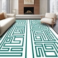 thumbnail image 1 of ODIKA 4'x6' Machine Washable Non-Slip Area Rug, Abstract Maze Labyrinth Framework Balanced Minimal Distinctive High Traffic Rug, Teal, 478295, 1 of 5