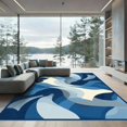 thumbnail image 1 of ODIKA 4'x6' Machine Washable Non-Slip Area Rug, Abstract Navy Blue High Traffic Rug, Blue, 1067104, 1 of 7