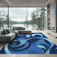thumbnail image 1 of ODIKA 4'x6' Machine Washable Non-Slip Area Rug, Abstract Navy Blue High Traffic Rug, Blue, 1097376, 1 of 7