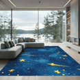 thumbnail image 1 of ODIKA 4'x6' Machine Washable Non-Slip Area Rug, Abstract Navy Blue High Traffic Rug with Pad, Blue, 1057579, 1 of 8