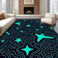 thumbnail image 1 of ODIKA 4'x6' Machine Washable Non-Slip Area Rug, Abstract Starry Sky with Whimsical Cat High Traffic Rug with Pad, Black, 702456, 1 of 8