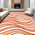 thumbnail image 1 of ODIKA 4'x6' Machine Washable Non-Slip Area Rug, Abstract Wave Flow Undulating Bands Artistic Floor High Traffic Rug with Pad, Red, 716761, 1 of 8