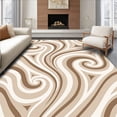 thumbnail image 1 of ODIKA 4'x6' Machine Washable Non-Slip Area Rug, Abstract Wave Flow with Swirl High Traffic Rug with Pad, Beige, 661680, 1 of 8