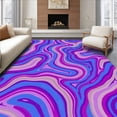 thumbnail image 1 of ODIKA 4'x6' Machine Washable Non-Slip Area Rug, Abstract Wave Motif with Fluid Swirls and Gradient Hues High Traffic Rug with Pad, Purple, 447464, 1 of 8