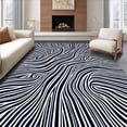 thumbnail image 1 of ODIKA 4'x6' Machine Washable Non-Slip Area Rug, Abstract Zigzag Wavy Lined Modern Fashionable Stylish High Traffic Rug with Pad, Black, 597201, 1 of 8