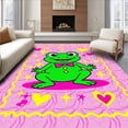 thumbnail image 1 of ODIKA 4'x6' Machine Washable Non-Slip Area Rug, Adorable Hopping Friend DIY Needlework Project for Young Artists High Traffic Rug with Pad, Green, 725952, 1 of 8