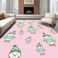 thumbnail image 1 of ODIKA 4'x6' Machine Washable Non-Slip Area Rug, Adorable Rabbit Character Tree Skirt with Seasonal Elf Motifs High Traffic Rug, Pink, 740439, 1 of 7