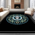 thumbnail image 1 of ODIKA 4'x6' Machine Washable Non-Slip Area Rug, Adventure Skull Medallion Abstract Minimalist High Traffic Rug with Pad, Black, 700133, 1 of 8