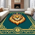 thumbnail image 1 of ODIKA 4'x6' Machine Washable Non-Slip Area Rug, Alphabet Crest Featuring Lion and Playful Lettering High Traffic Rug with Pad, Gold, 690055, 1 of 8